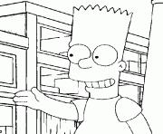 Coloriage Bart simpson a la bibliotheque