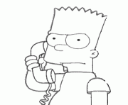 Coloriage Bart serieux au telephone