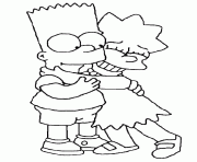 Coloriage bart et lisa font un hug