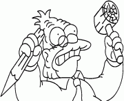 Coloriage dessin simpson Abraham avec un marteau et un piolet