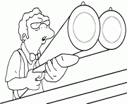 Coloriage dessin simpson Moe avec son fusil