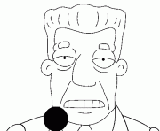 Coloriage dessin simpson Kent Brockman avec un micro