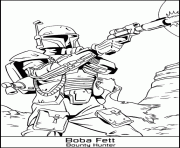 Coloriage dessin starwars Boba Fett