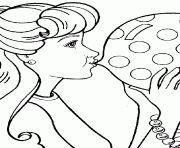 Coloriage Barbie gonfle un ballon