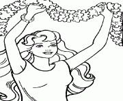 Coloriage Barbie accroche une guirlande