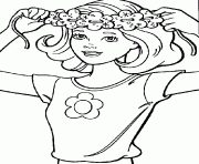 Coloriage Barbie avec une couronne de fleur