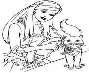 Coloriage Barbie et son chat