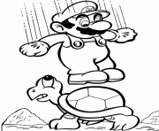 Coloriage Mario saute sur une tortue