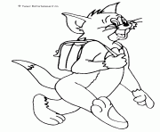 Coloriage Tom avec un sac a dos