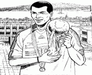 Coloriage Zidane avec la coupe du monde