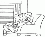 Coloriage Mickey assis dans un fauteuil surpris