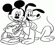 Coloriage Mickey et son chien Pluto