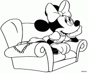 Coloriage Minnie reve sur son fauteuil