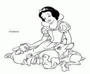 Coloriage blanche neige avec les animaux