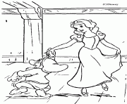 Coloriage blanche neige danse avec un nain