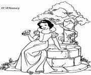 Coloriage blanche neige au puit