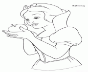 Coloriage Blanche neige et la pomme