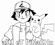 Coloriage pokemon Ash Pikachu