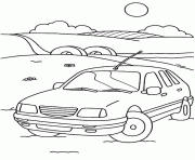 Coloriage voiture dans un champs