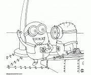 Coloriage dessin minion au travail