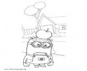 Coloriage dessin minion avec une pomme