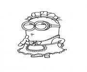 Coloriage dessin minion en soubrette