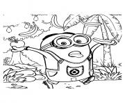 Coloriage dessin la chasse aux bananes minions