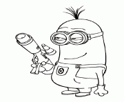 Coloriage dessin minion avec un pistolet