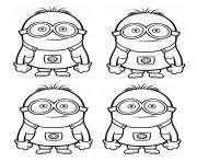 Coloriage dessin quatre minions