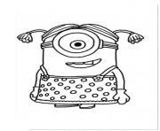 Coloriage dessin minion fille un oeil