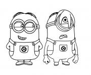 Coloriage deux minions rigolent