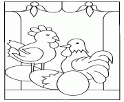 Coloriage paques deux poussins