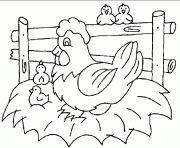 Coloriage paques poule qui couve