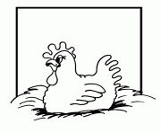 Coloriage paques une poule qui couve un oeuf