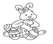 Coloriage lapin de paques oeufs maternelle