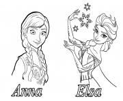 Coloriage reine des neiges anna elsa