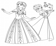 Coloriage reine des neiges anna et elsa princesse