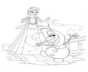 Coloriage reine des neiges avec olaf qui a froid