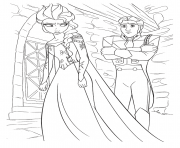 Coloriage reine des neiges eksa fache contre prince hans