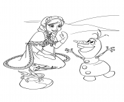 Coloriage reine des neiges qui a froid avec olaf