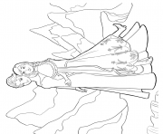 Coloriage reine des neiges anna et elsa dans les montagnes