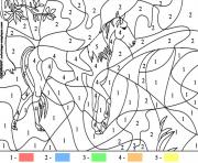 Coloriage magique cheval facile