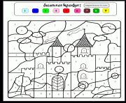 Coloriage magique chateau royaume facile