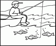 Coloriage trois poissons et un pecheur