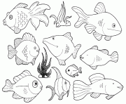 Coloriage plein de poissons a colorier