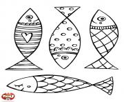 Coloriage quatre poisson avril magnifique