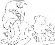 Coloriage loup et agneau