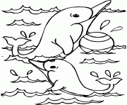 Coloriage dauphins et un ballon