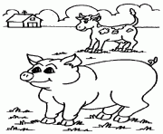 Coloriage un cochon et une chevre