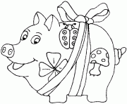 Coloriage cochon en cadeau